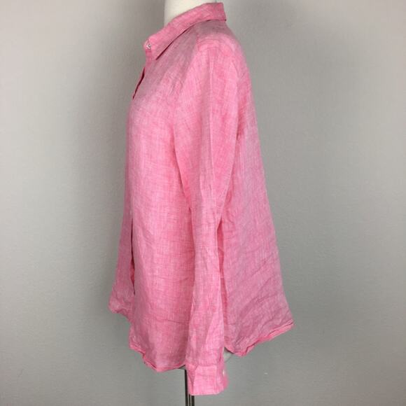 J Jill Love Linen Pink Button Down Small - Picture 3 of 6